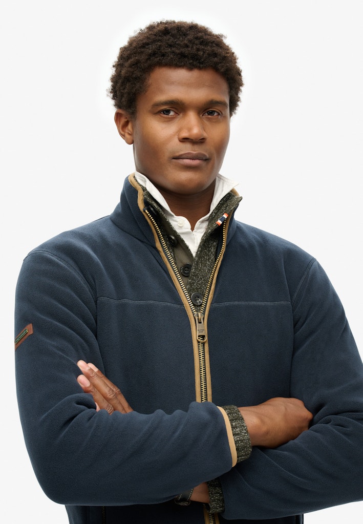 Mens Estate Full Zip Fleece-Eclipse Navy-Close up view