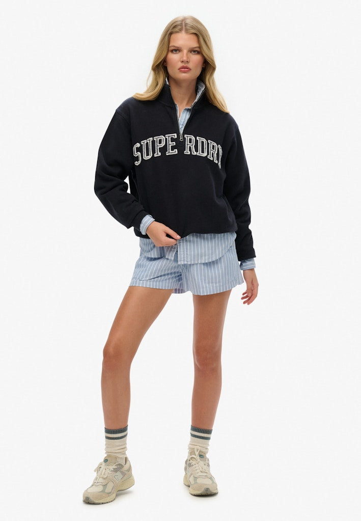 Athletic Essentials Eclipse Navy Applique Half Zip-Full model view