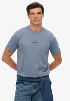 SUPERDRY Micro Logo T Shirt-Flint Stone Blue Grey Flint Stone Blue Grey front view