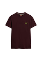 SUPERDRY Essential Logo Emb Tee-Tawnty Port Marl/fluro Yellow Tawnty Port Marl/Fluro Yellow front view