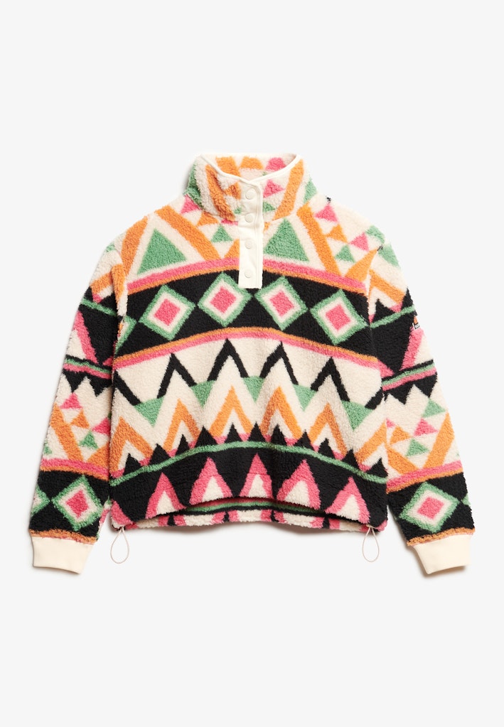 Super Soft Cream Terry Print Henley-Front view