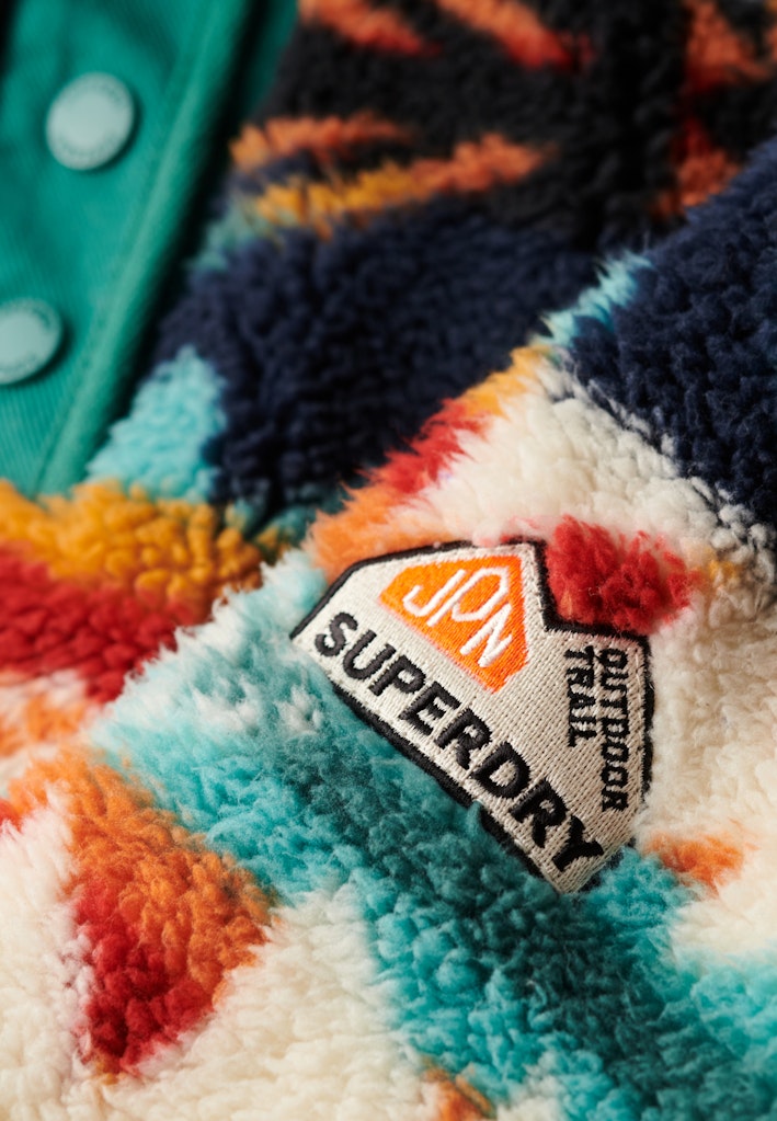 Super Soft Nava Quilt Print Henley-Logo on front view