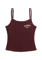 Ladies Athletic Embroider Button Cami-Port Red-Ghost Front View
