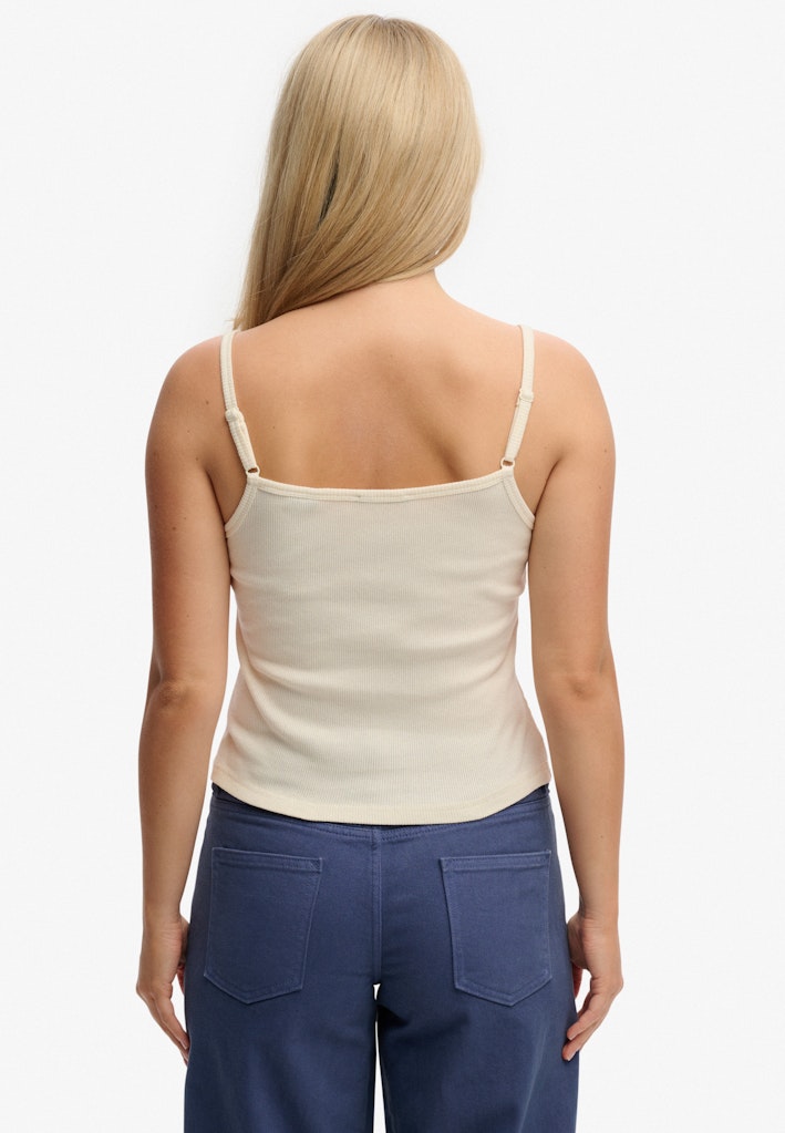 Ladies Athletic Embroider Button Cami-Off White-Back View