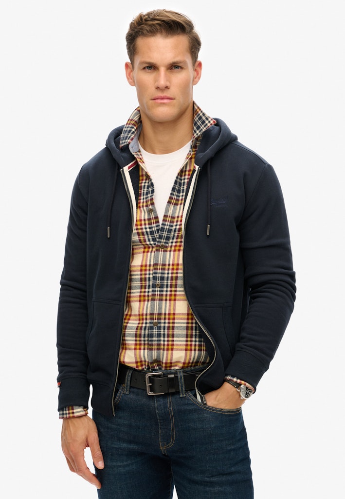 SUPERDRY Essential Logo Zip Hoodie-Eclipse Navy Eclipse Navy front view