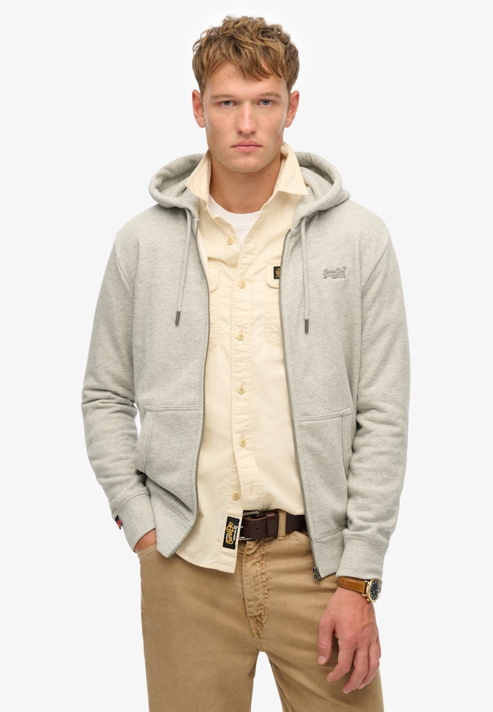 SUPERDRY Essential Logo Varsity Grey Grindle Zip Hoodie Varsity Grey Grindle front view