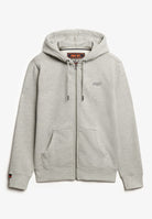 SUPERDRY Essential Logo Varsity Grey Grindle Zip Hoodie Varsity Grey Grindle back view