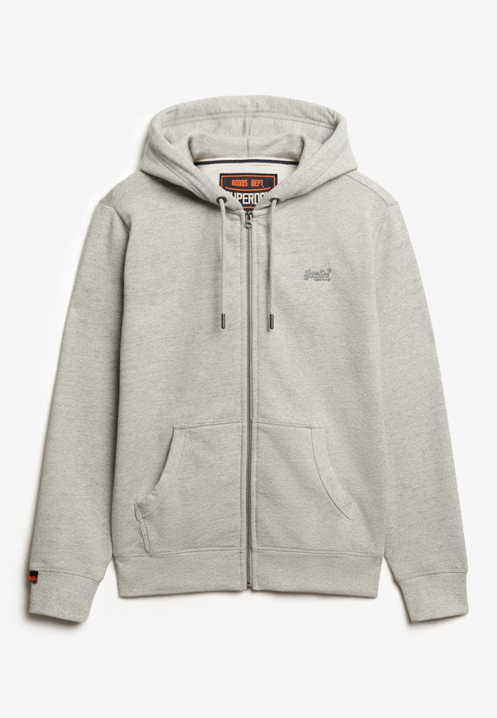 SUPERDRY Essential Logo Varsity Grey Grindle Zip Hoodie Varsity Grey Grindle back view