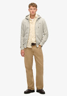 SUPERDRY Essential Logo Varsity Grey Grindle Zip Hoodie Varsity Grey Grindle model front view