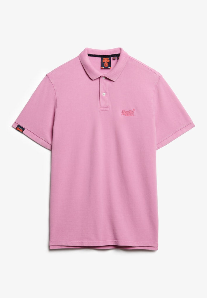Men's Vintage Destroy Polo-Fuchsia Pink-Ghost Front View