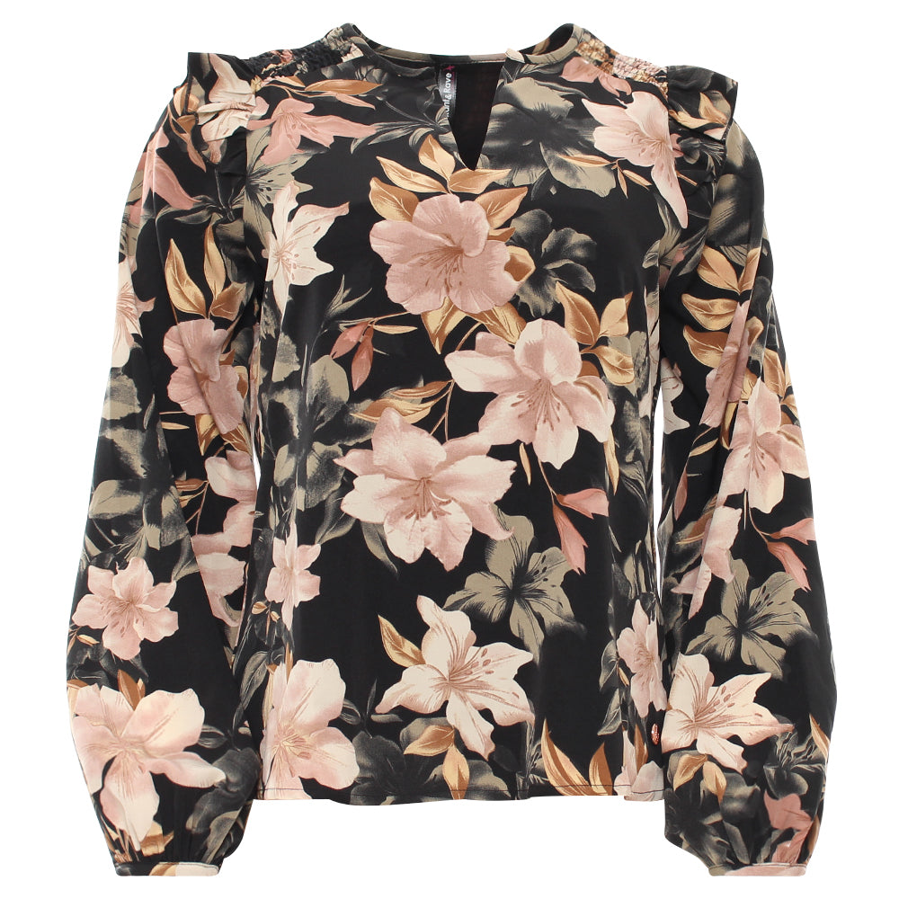 Ladies Taya Black Top-Ghost Front View