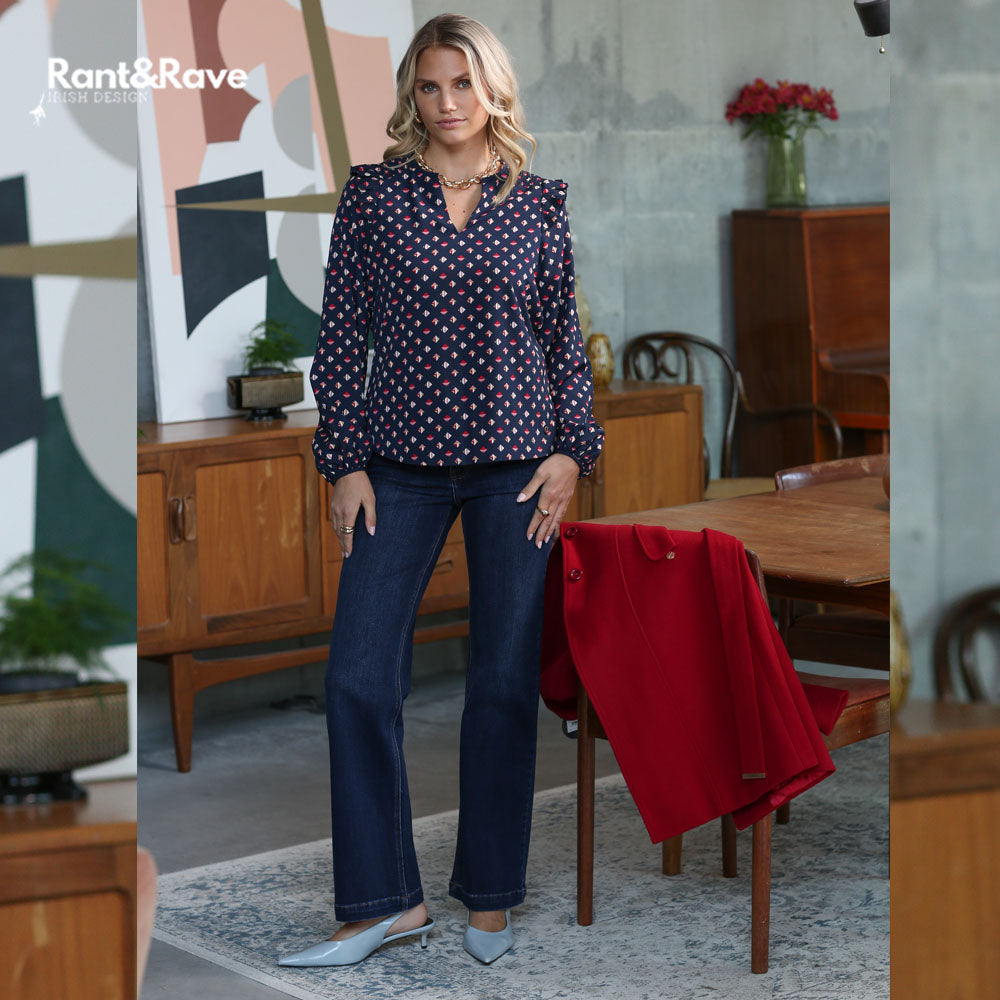 Ladies Taya Navy Top-Model Fulll front View