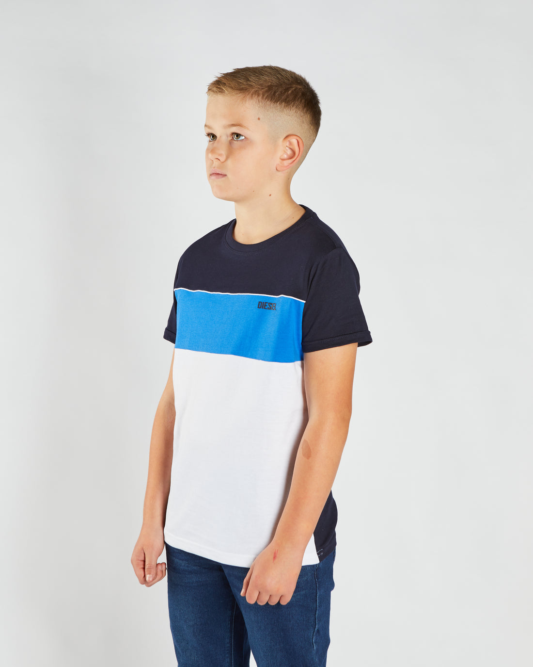 DIESEL KIDS Tony Navy/Blue/White Tee Navy/Blue/White model front view
