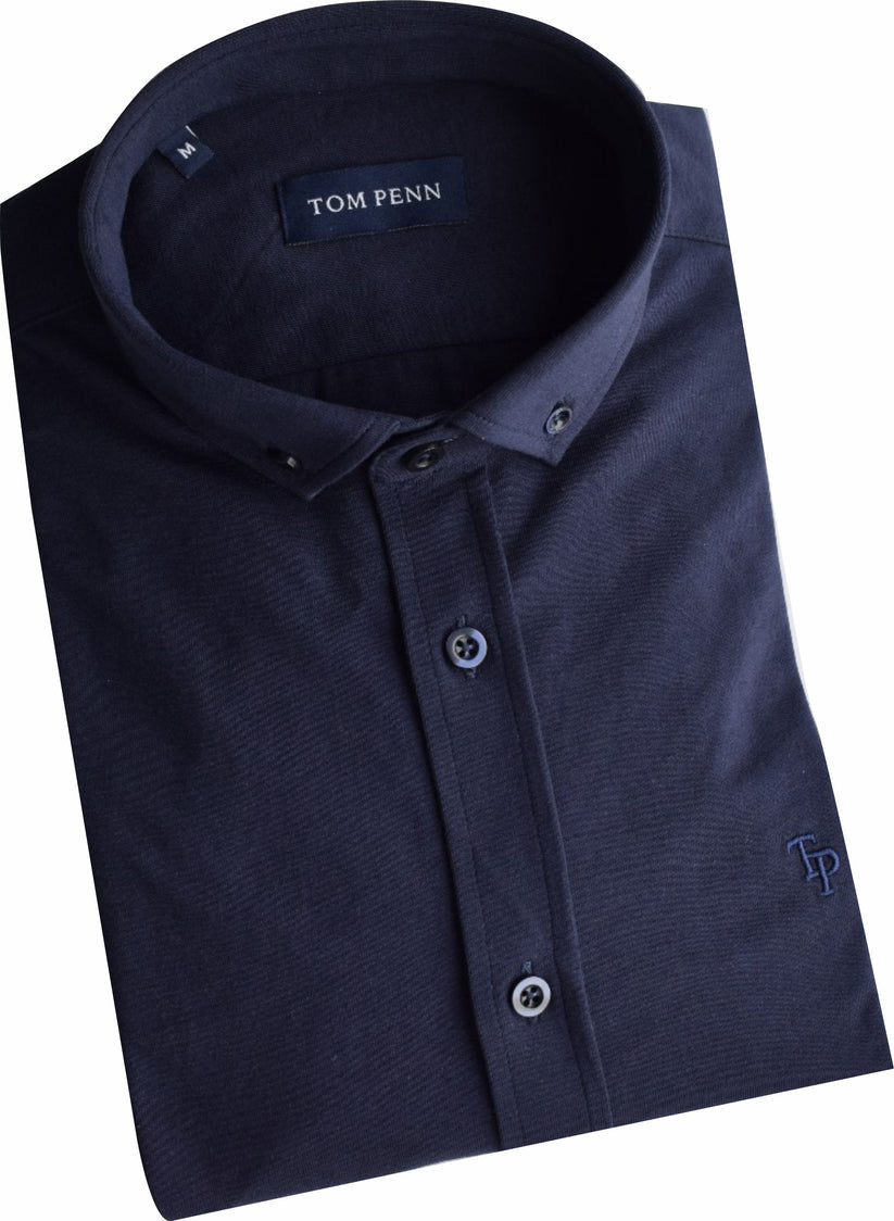 Navy button down stretch navy shirt