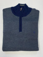 tom penn Knitted Navy/Olive 1/4 Zip Jumper Navy/Olive detail view