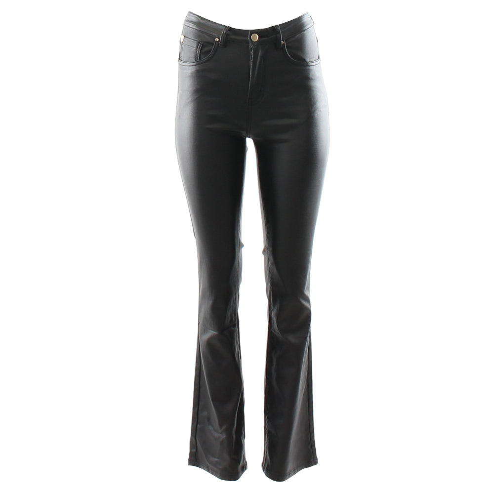 Ladies Trudy Leatherette Black Jean-Ghost Front View