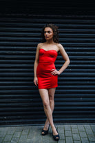 Tally Weijl Red Satin Mini Dress RED front view