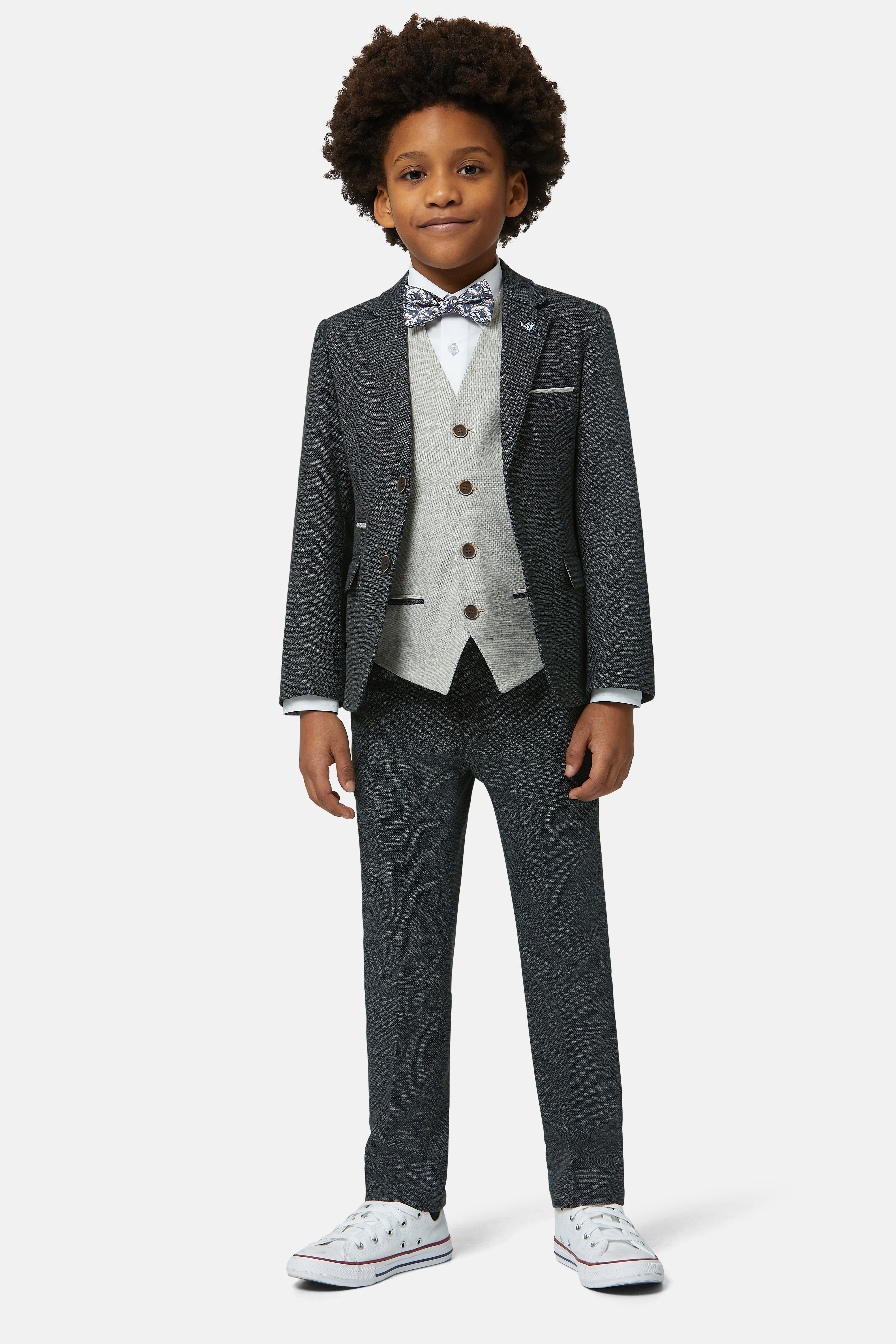 Boys Tom Forest 3 Piece Suit-Model Full Front View