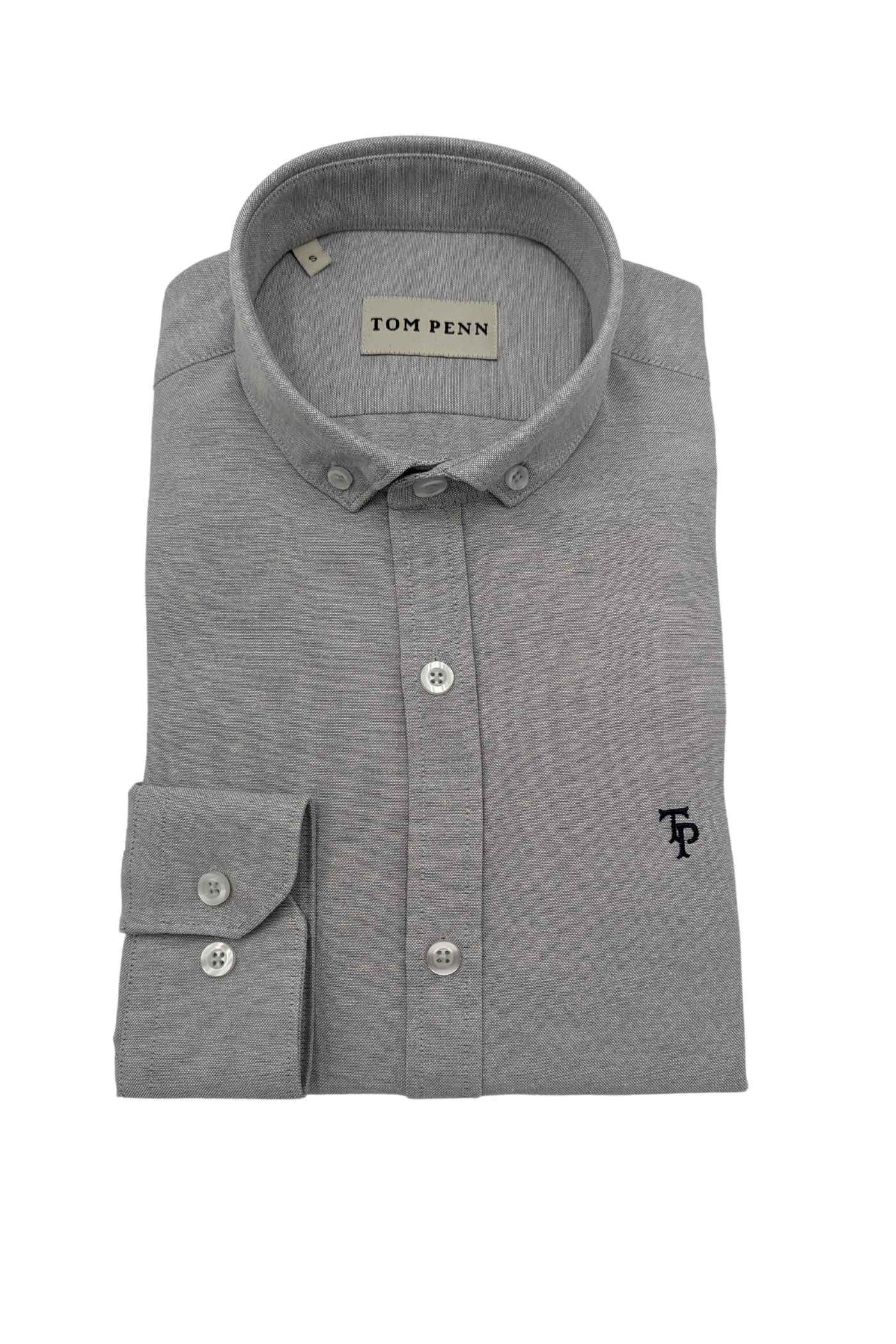 tom penn Tom Penn Slim fit Button Down Silver Shirt SILVER front view