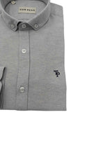 tom penn Tom Penn Slim fit Button Down Silver Shirt SILVER model front view