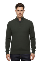 Men's Tom Penn 1/4 Zip Knit - Dark Khaki-Front View