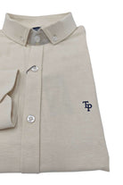 Tom Penn ivory button-up Oxford shirt with logo detail