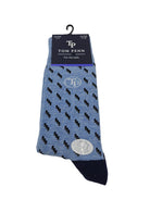 tom penn Tom Penn Sky Blue Grey Pattern Sock Blue/Grey model front view