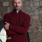 Kenrow Menswear Ultan Half Zip Ruby Knit Ruby front view