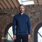 Kenrow Menswear Vince Half-Zip Blue Melange Knit Blue Melange front view