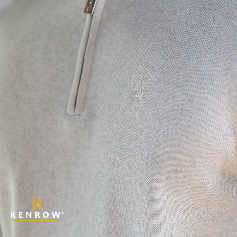 Kenrow Menswear Vince Half-Zip Sand Melange Knit Sand Melange detail view
