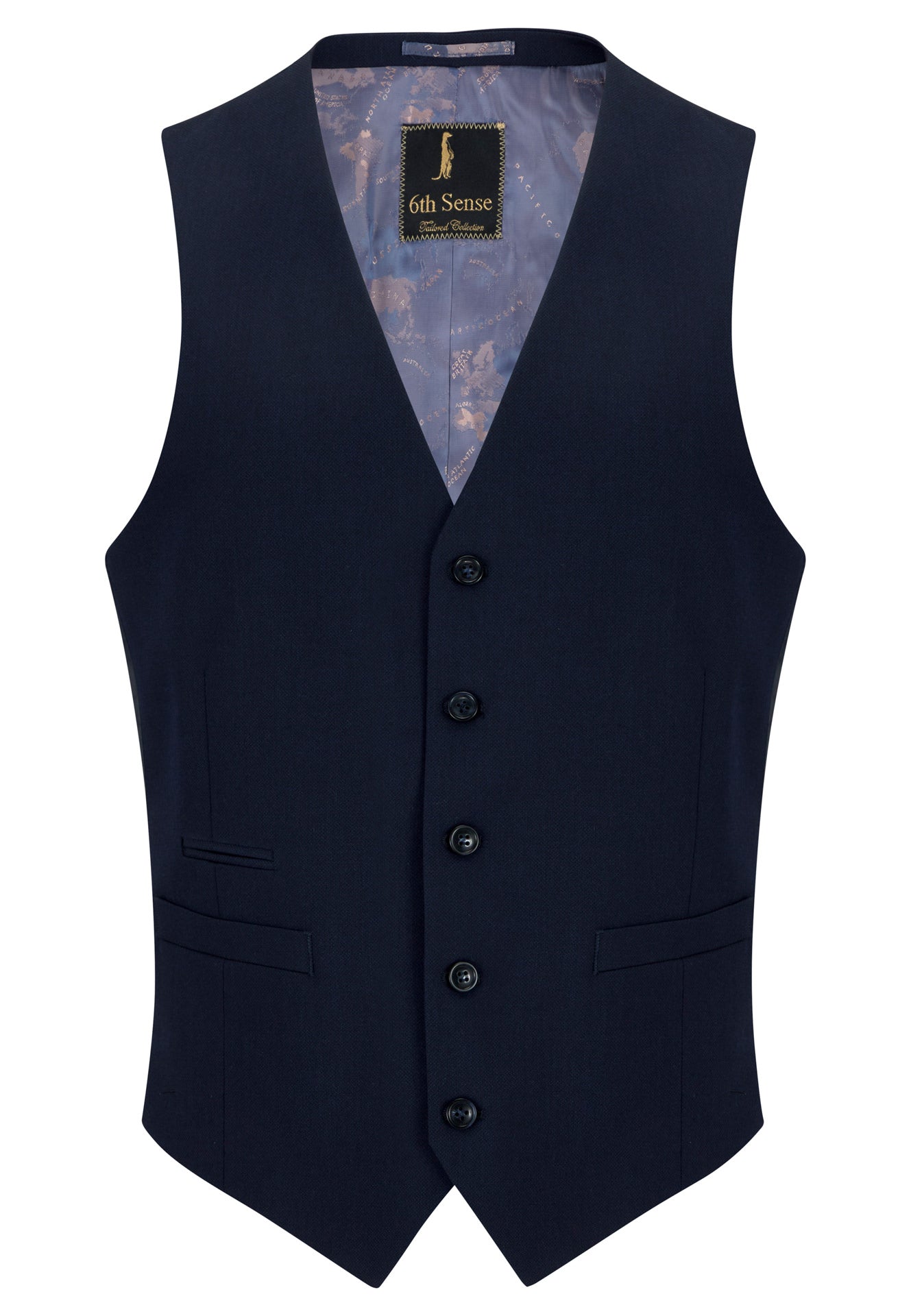 6TH SENSE Valley Navy Waistcoat Navy front view