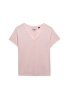 Superdry Ladies Studios Slub Emb Vee Tee-Pale Pink Pale Pink side view