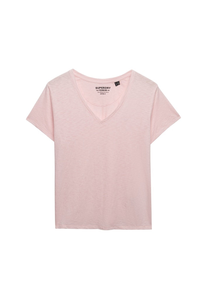 Superdry Ladies Studios Slub Emb Vee Tee-Pale Pink Pale Pink side view