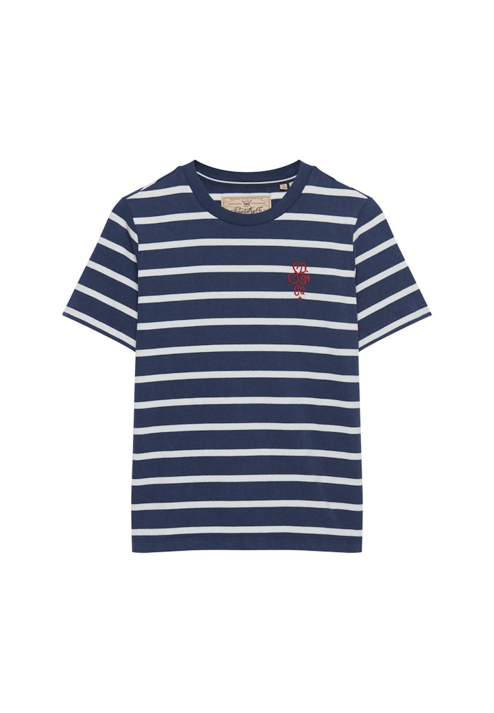 Superdry Ladies Heritage Hamptons Stripe Tee-Navy Stripe Navy Stripe close up view