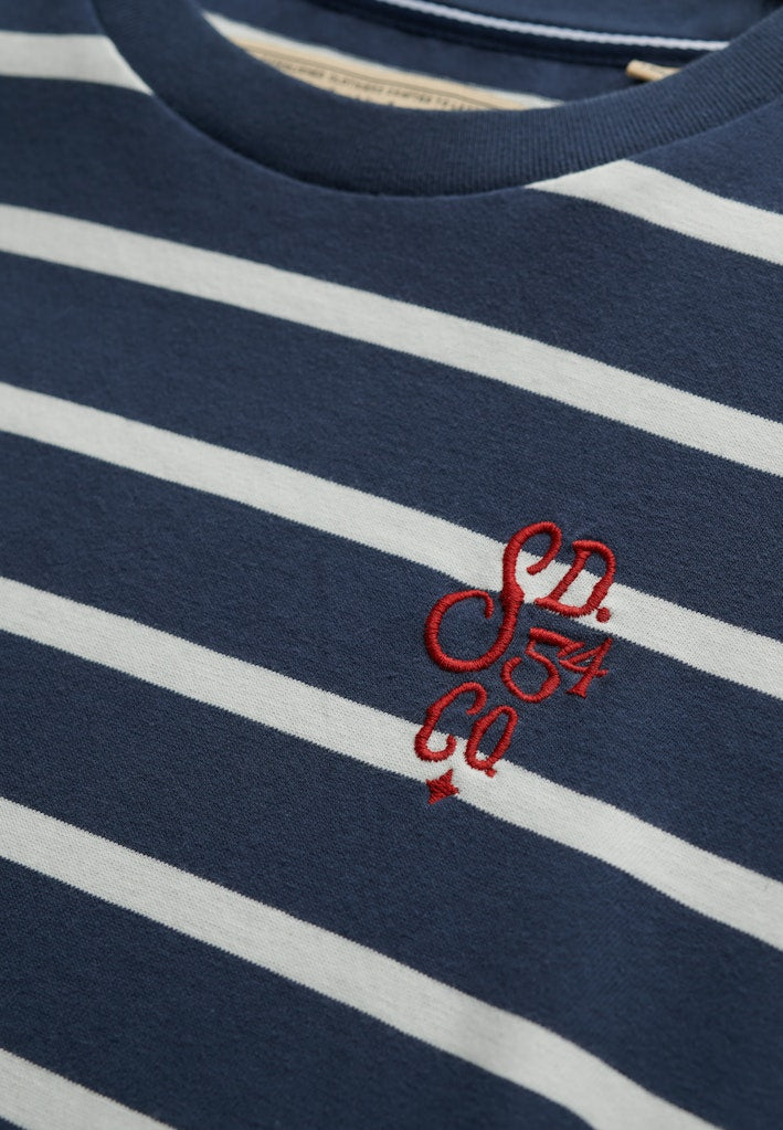 Superdry Ladies Heritage Hamptons Stripe Tee-Navy Stripe Navy Stripe full front view