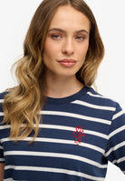 Superdry Ladies Heritage Hamptons Stripe Tee-Navy Stripe Navy Stripe side view