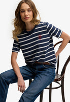 Superdry Ladies Heritage Hamptons Stripe Tee-Navy Stripe Navy Stripe detail view