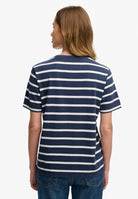 Superdry Ladies Heritage Hamptons Stripe Tee-Navy Stripe Navy Stripe flat front view