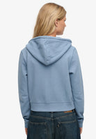Superdry Ladies Essential Logo Cropped Ziphood-Tidal Blue Tidal Blue side view