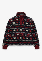 Superdry Super Soft Printed Half Button in Burgundy Mini Aztec front view