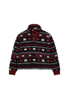 Superdry Super Soft Printed Half Button in Burgundy Mini Aztec angled view