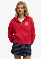 Superdry Ladies Heritage Hamptons Ziphood-Varsity Red Varsity Red front view