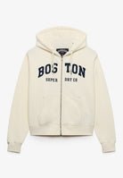 Superdry Ath Essential Relaxed Crop Ziphood in Desert Bone Off White front view