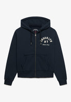 Superdry Ath Essential Relaxed Crop Ziphood in Eclipse Navy front view