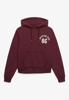 Superdry Ath Essential Applique Crop Hood in Port Red front view
