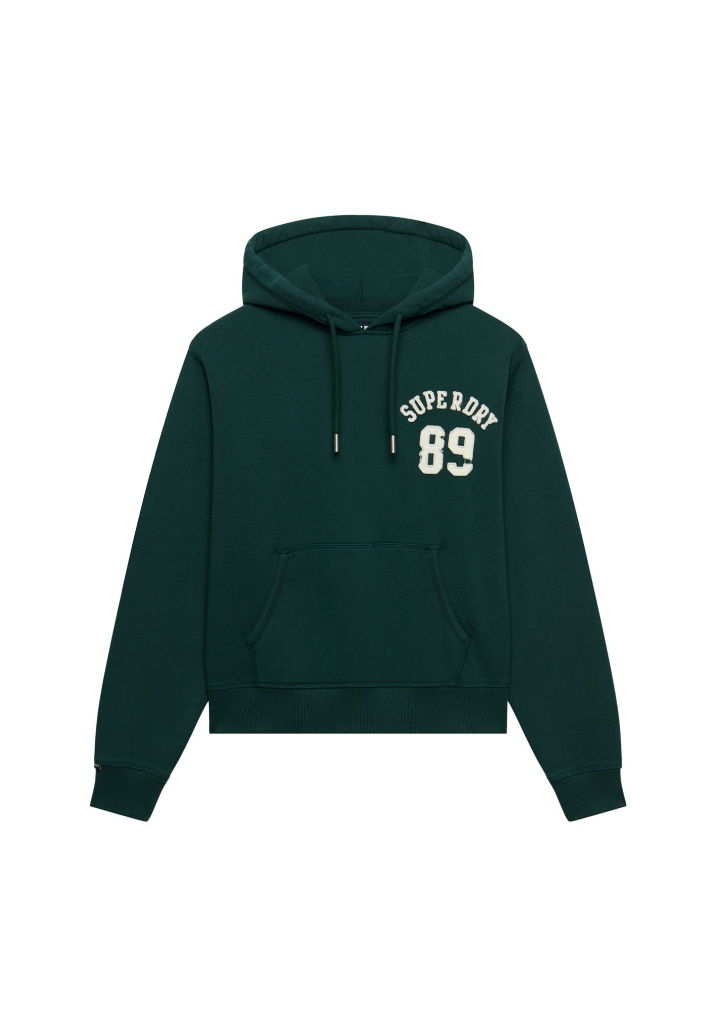 Superdry Ath Essential Applique Crop Hood in Enamel Green angled view