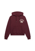 Superdry Ath Essential Applique Crop Hood in Port Red angled view