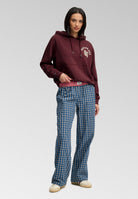 Superdry Ath Essential Applique Crop Hood in Port Red full length view