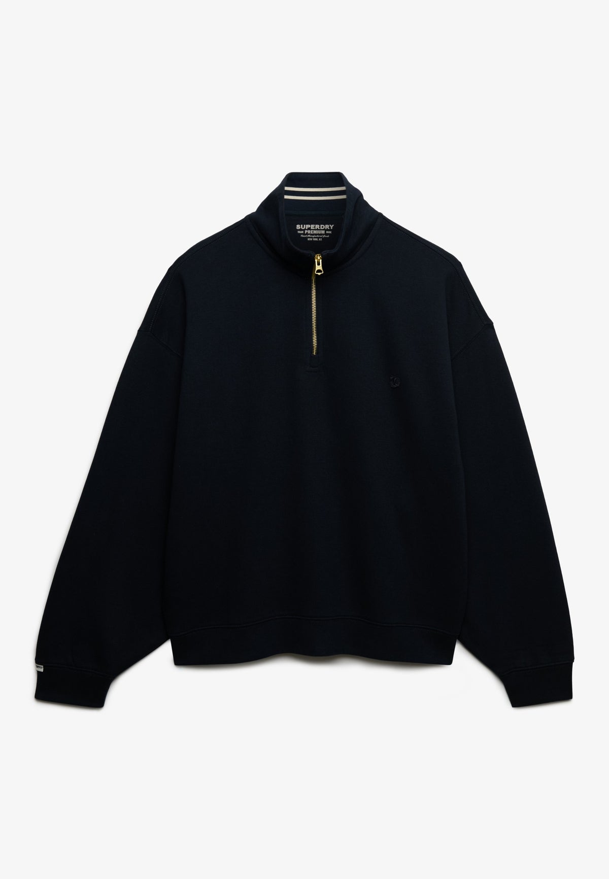 Superdry Monogram Half Zip Sweatshirt in Eclipse Navy angled view