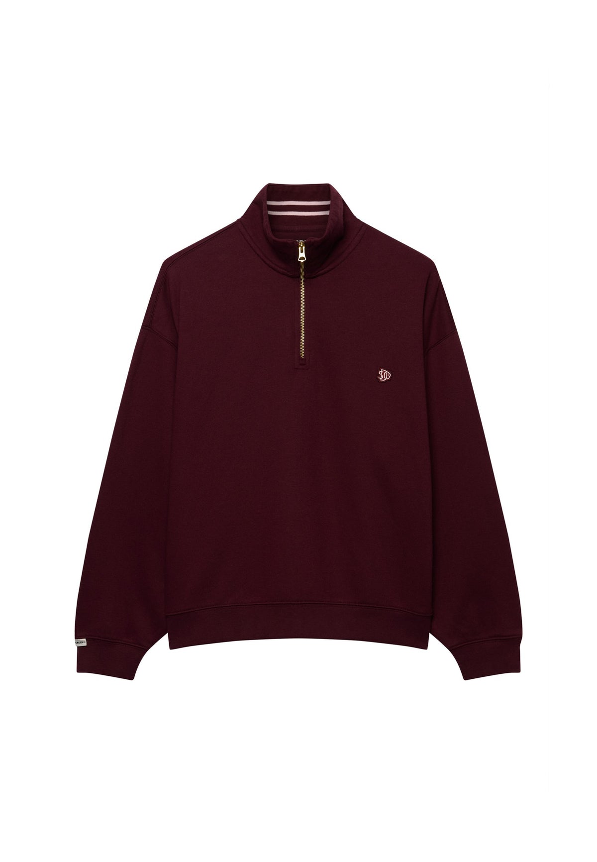 Superdry Monogram Half Zip Sweatshirt in Port Red angled view
